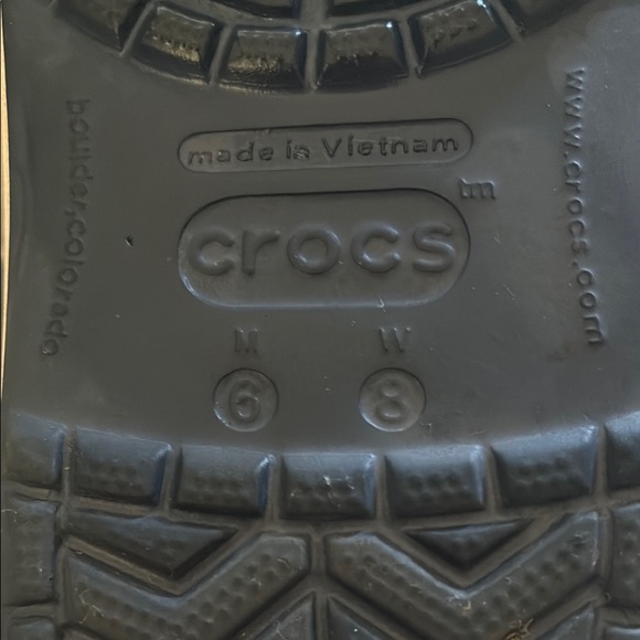 CROCS Dark Blue Clogs with Mustard Stripe - Picture 4 of 5